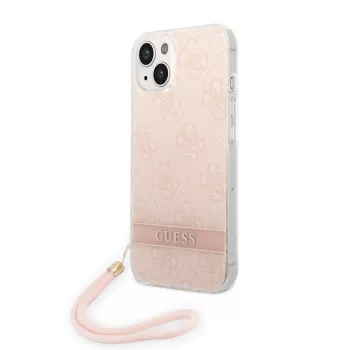   Guess iPhone 14 Plus 4G Print Strap (GUOHCP14MH4STP) hátlap, tok, rózsaszín