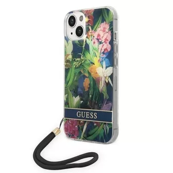   Guess GUOHCP14MHFLSB Flower Strap Apple iPhone 14 Plus hátlap tok, kék