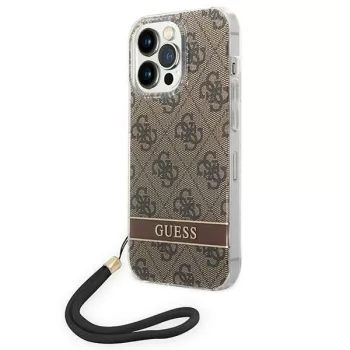   Guess GUOHCP14XH4STW iPhone 14 Pro Max 6.7 "a hátlap, tok 4G Print Strap, barna