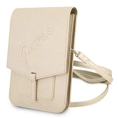 Guess Universal Phone Bag Saffiano Script max 6.7" táska (GUWBRSAVSLG) arany