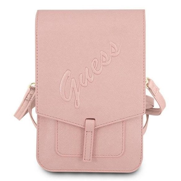 Guess Universal Phone Bag Saffiano Script max 6.7" táska (GUWBRSAVSPI) rózsaszín