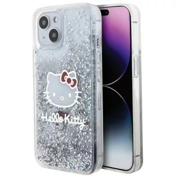   Hello Kitty Liquid Glitter Charms Kitty Head case for iPhone 14 tok, ezüst
