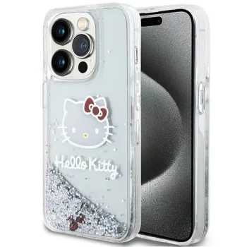   Hello Kitty Liquid Glitter Charms Kitty Head HKHCP15LLIKHET iPhone 15 Pro 6.1" hátlap, tok, ezüst