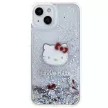 Hello Kitty Liquid Glitter Charms Kitty Head iPhone 15 hátlap, tok, ezüst