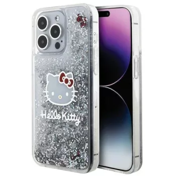   Hello Kitty Liquid Glitter Charms Kitty Head HKHCP15XLIKHET iPhone 15 Pro Max 6.7", hátlap, tok, ezüst