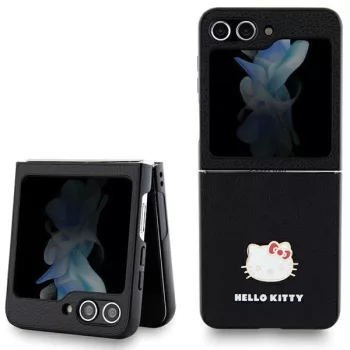   Hello Kitty Metal Logo Kitty Head case Samsung Galaxy Z Flip 5 tok, fekete