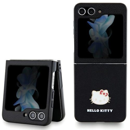 Hello Kitty Metal Logo Kitty Head case Samsung Galaxy Z Flip 5 tok, fekete