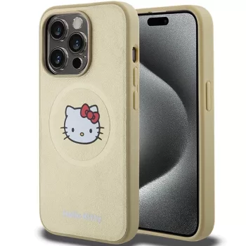   Hello Kitty Leather Kitty Head MagSafe HKHMP15LPGHCKD iPhone 15 Pro 6.1" hátlap, tok, arany