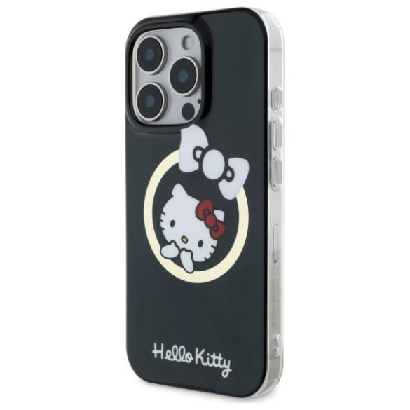 Hello Kitty iPhone 16 Pro Magsafe IML Fun bow (HKHMP16LHFLBK) Magsafe kompatibilis hátlap, tok, fekete