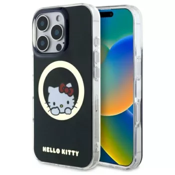   Hello Kitty iPhone 16 Pro Magsafe IML Sweet Kitty (HKHMP16LHSWKK) MagSafe hátlap, tok, fekete