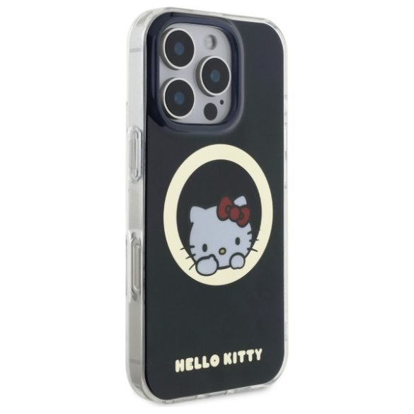 Hello Kitty iPhone 16 Pro Magsafe IML Sweet Kitty (HKHMP16LHSWKK) Magsafe kompatibilis hátlap, tok, fekete