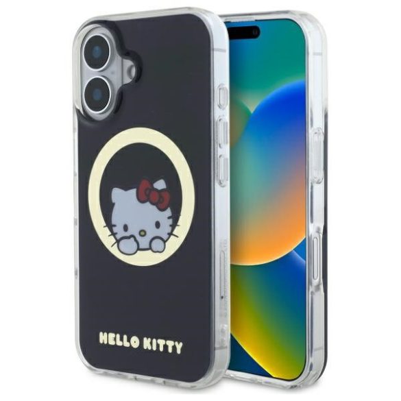 Hello Kitty iPhone 16 Magsafe IML Sweet Kitty (8HKHMP16SHSWKK) Magsafe kompatibilis hátlap, tok, fekete