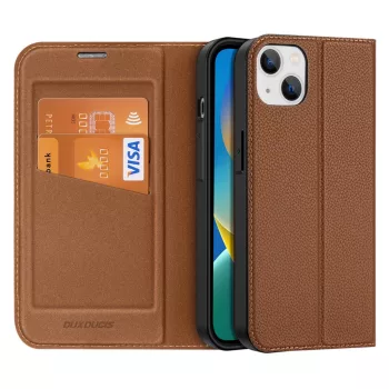 Dux Ducis Skin X2 oldalra nyíló tok iPhone 14 Plus, barna