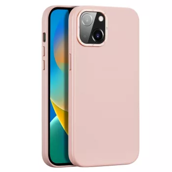   Dux Ducis Grit bőr tok iPhone 14 Plus Elegáns műbőr tok, (MagSafe), rózsaszín