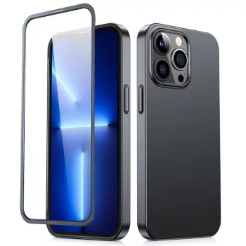   Joyroom 360 Full Case elülső és hátsó borítás iPhone 13 Pro Max + edzett üvegfólia képernyővédő, fekete