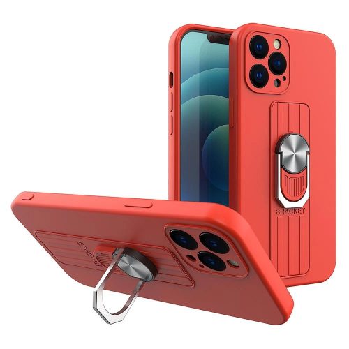 Ring Silicone Finger Grip Samsung Galaxy S21 Plus hátlap, tok, piros