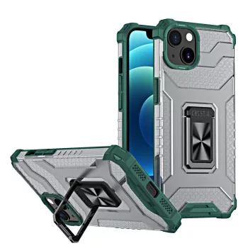   Crystal Ring Case Kickstand Tough Rugged Cover ütésálló tok iPhone 13 mini, zöld