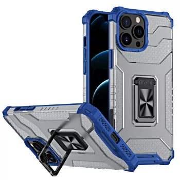   Crystal Ring Case Kickstand ütésálló tok, iPhone 12 Pro Max, kék