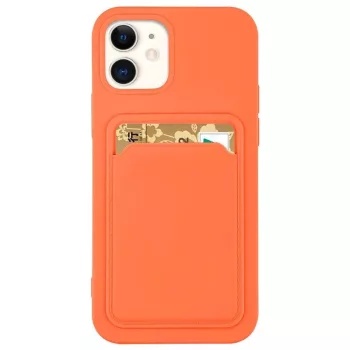   Card Case Silicone Cover Wallet with Card Slot tok iPhone 12 Pro Max, narancssárga
