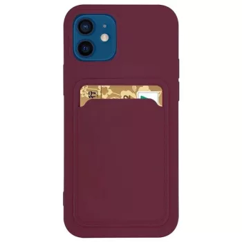   Card Case Silicone Cover Wallet with Card Slot tok Samsung Galaxy S21 + 5G (S21 Plus 5G) bordó