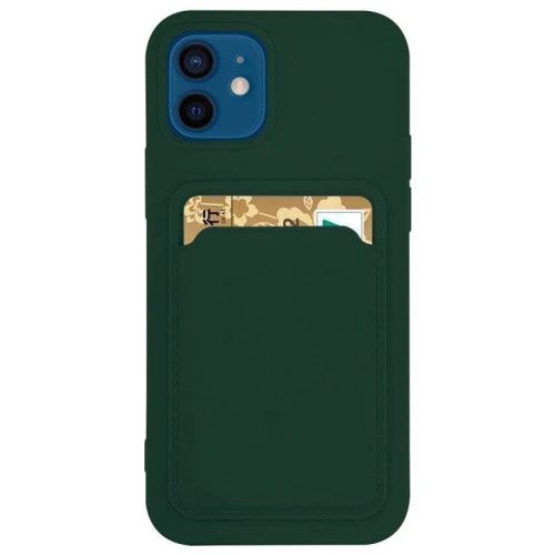 Card Case Silicone Cover Wallet with Card Slot tok Samsung Galaxy S21 + 5G (S21 Plus 5G), zöld
