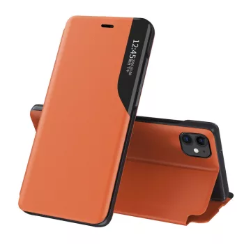   Eco Leather View Case oldalra nyíló tok iPhone 13 Pro, narancssárga