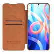 Nillkin Qin tok Xiaomi Redmi Note 11T 5G/Note 11S 5G/Note 11 5G (Kína)/Poco M4 Pro 5G kamera fedél Holster Cover Cover Flip tok, barna