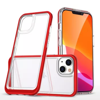   Clear 3in1 Case iPhone 13 mini ütésálló hátlap, tok, átlátszó-piros