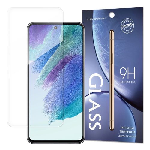 Samsung Galaxy S21 FE kijelzővédő edzett üvegfólia (2D nem teljes kijelzős sík üvegfólia), 9H, átlátszó