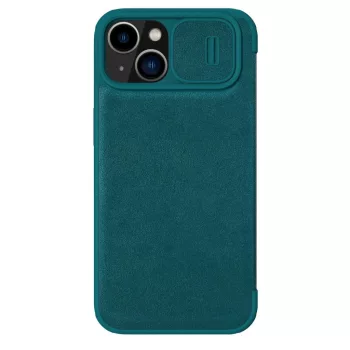   Nillkin Qin bőr Pro Case iPhone 14 Plus Holster Cover oldalra nyíló tok, zöld