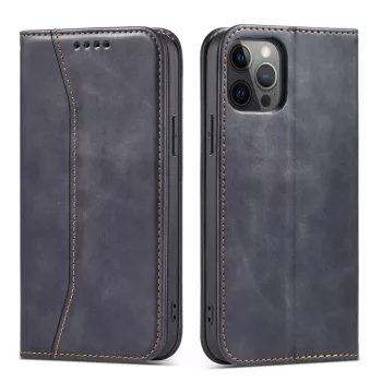   Magnet Fancy Case iPhone 12 Pro Max oldalra nyíló tok, fekete