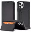 Magnet Case iPhone 12 oldalra nyíló tok, fekete