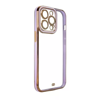 Fashion Case tok iPhone 12 Pro, Gold Frame Gel Cover, lila