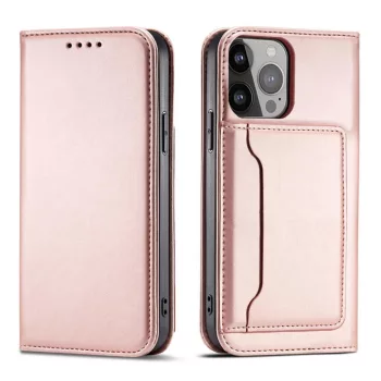   Magnet Case iPhone 14 Pro Max oldalra nyíló tok, rózsaszín
