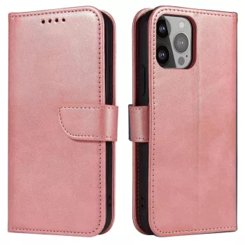   Smart Elegant iPhone 14 Pro Max oldalra nyíló tok, rózsaszín