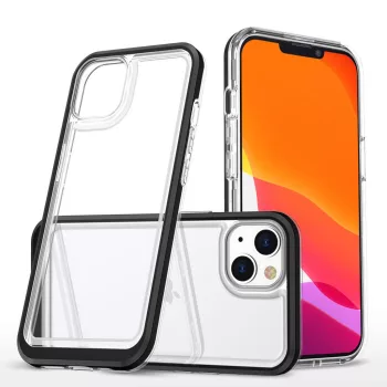   Clear 3in1 Case iPhone 14 ütésálló hátlap, tok, átlátszó-fekete