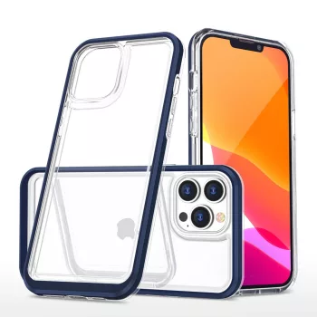  Clear 3in1 Case iPhone 14 Pro Max ütésálló hátlap, tok, átlátszó-kék