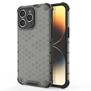   Honeycomb Case iPhone 14 Pro Max ütésálló hátlap, tok, fekete