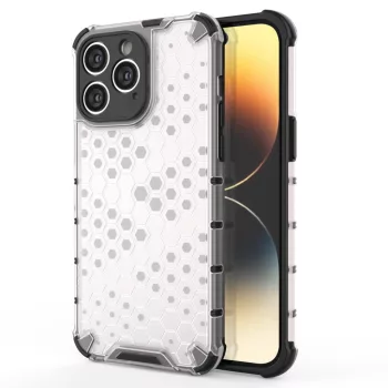   Honeycomb Case iPhone 14 Pro Max ütésálló hátlap, tok, átlátszó
