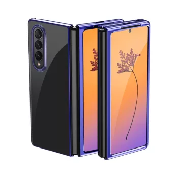   Plating Case Samsung Galaxy Z Fold 4 tok, fém kerettel, kék