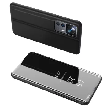   Clear View Case oldalra nyíló Xiaomi 12T Pro/Xiaomi 12T flip cover, tok, fekete