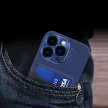 Leather Stand Case iPhone 14 Plus cover card wallet with stand, kék