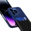 Leather Stand Case iPhone 14 Plus cover card wallet with stand, kék