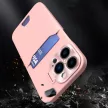 Leather Stand Case tok iPhone 14 Pro Max cover card wallet with stand, rózsaszín