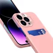 Leather Stand Case tok iPhone 14 Pro Max cover card wallet with stand, rózsaszín