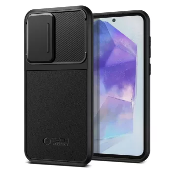   Tech-Protect Velar Cam+ Samsung Galaxy A55 5G ütésálló tok kijelzővédővel, fekete