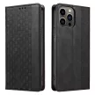 Magnet Strap oldalra nyíló tok iPhone 14 Pro Max Flip Wallet Mini Lanyard Stand, fekete