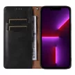 Magnet Strap oldalra nyíló tok iPhone 14 Pro Max Flip Wallet Mini Lanyard Stand, fekete