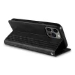 Magnet Strap oldalra nyíló tok iPhone 14 Plus Flip Wallet Mini Lanyard Stand, fekete