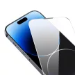 Baseus 2x edzett üvegfóliakészlet iPhone 14 Pro Max teljes képernyős fólia, átlátszó, hangszórófedéllel 0,3 mm + rögzítőkeret